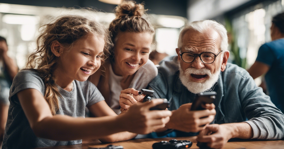 young, adult, and old people enjoy playing casual games